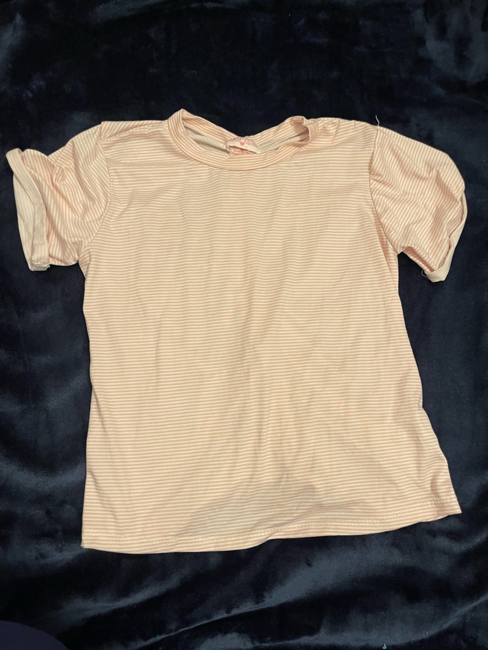 Girls Soft Pink Micro-Stripe Short Sleeve Tee